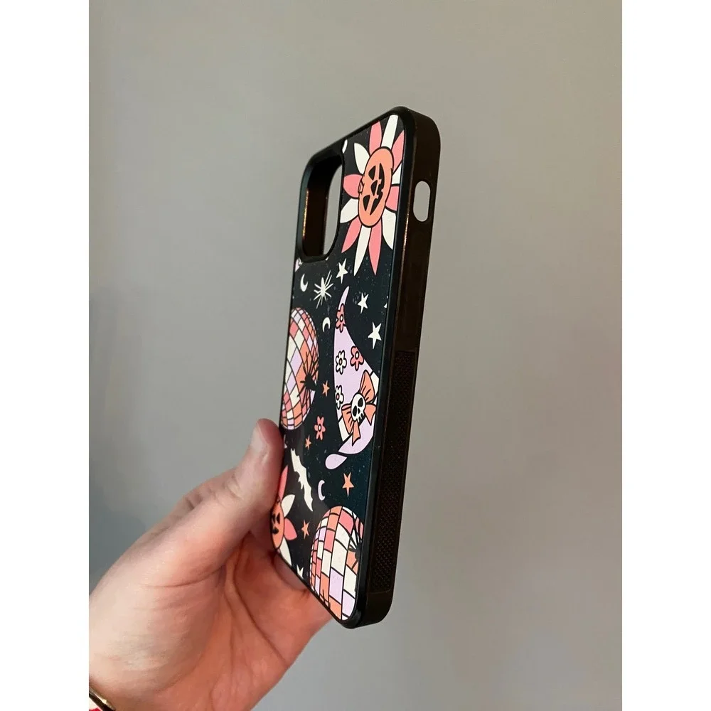 Halloween Disco Ball iPhone 12 Mini Case Black Pink Retro Spooky Witchy Pumpkin